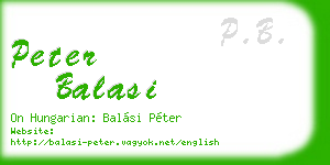 peter balasi business card